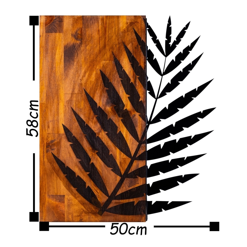 Wanddecoratie 58x50 cm hout/metaal
