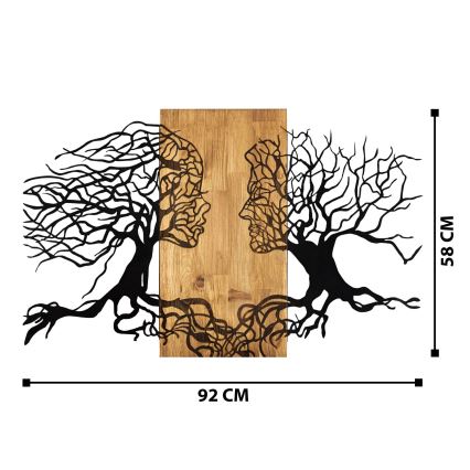 Wanddecoratie 58x92 cm hout/metaal