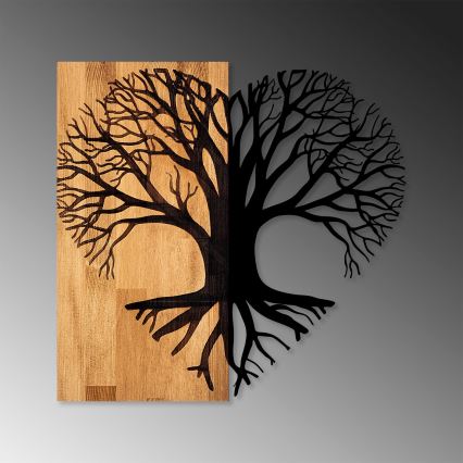 Wanddecoratie 60x58 cm boom hout/metaal ​