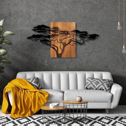 Wanddecoratie 70x144 cm hout/metaal