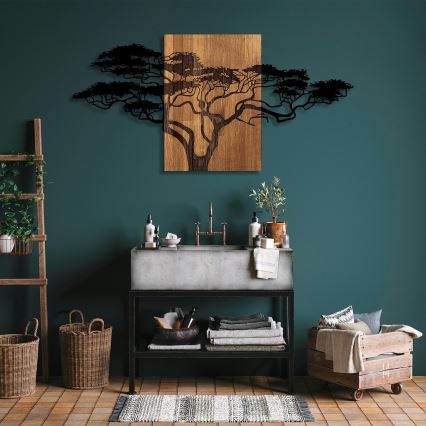 Wanddecoratie 70x144 cm hout/metaal