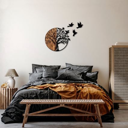 Wanddecoratie 71x92 cm hout/metaal