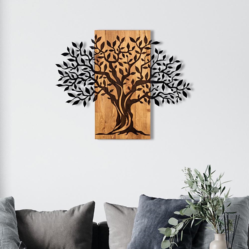 Wanddecoratie 72x58 cm hout/metaal