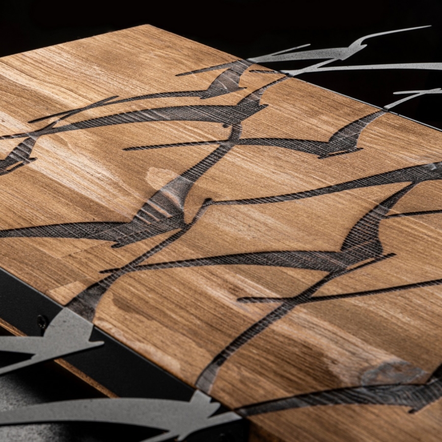 Wanddecoratie 86x58 cm vogels hout/metaal 