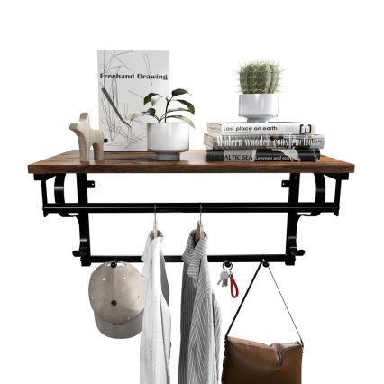 Wandgarderobe met plank NATE bruin/zwart