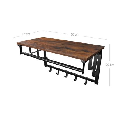Wandgarderobe met plank NATE bruin/zwart