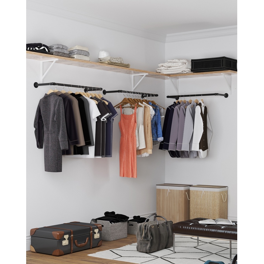 Wandgarderobe voor kledinghangers LINEA 92 x 7 x 30 cm zwart