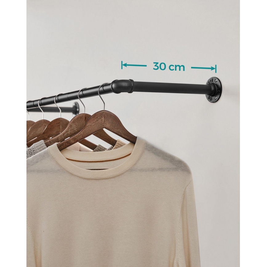 Wandgarderobe voor kledinghangers LINEA 92 x 7 x 30 cm zwart