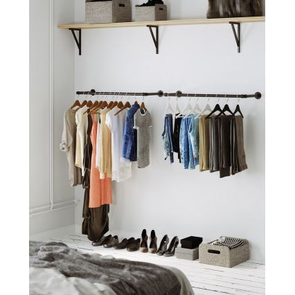 Wandgarderobe voor kledinghangers LINEA 92 x 7 x 30 cm zwart