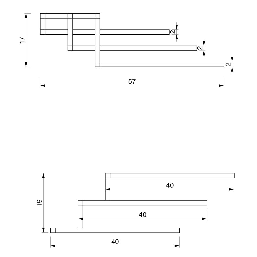 Wandhanddoekhouder 19x58 cm zwart