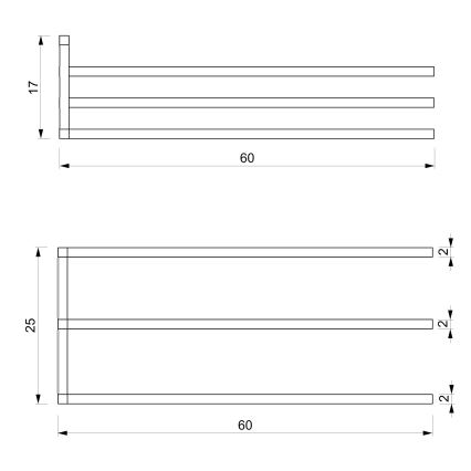 Wandhanddoekhouder 25x60 cm zwart