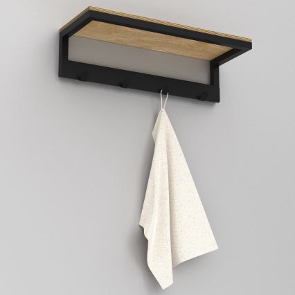 Wandhanddoekhouder met plank 10x40 cm zwart