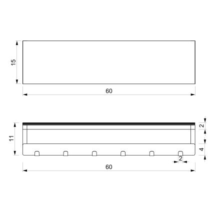 Wandhanddoekhouder met plank 10x60 cm wit