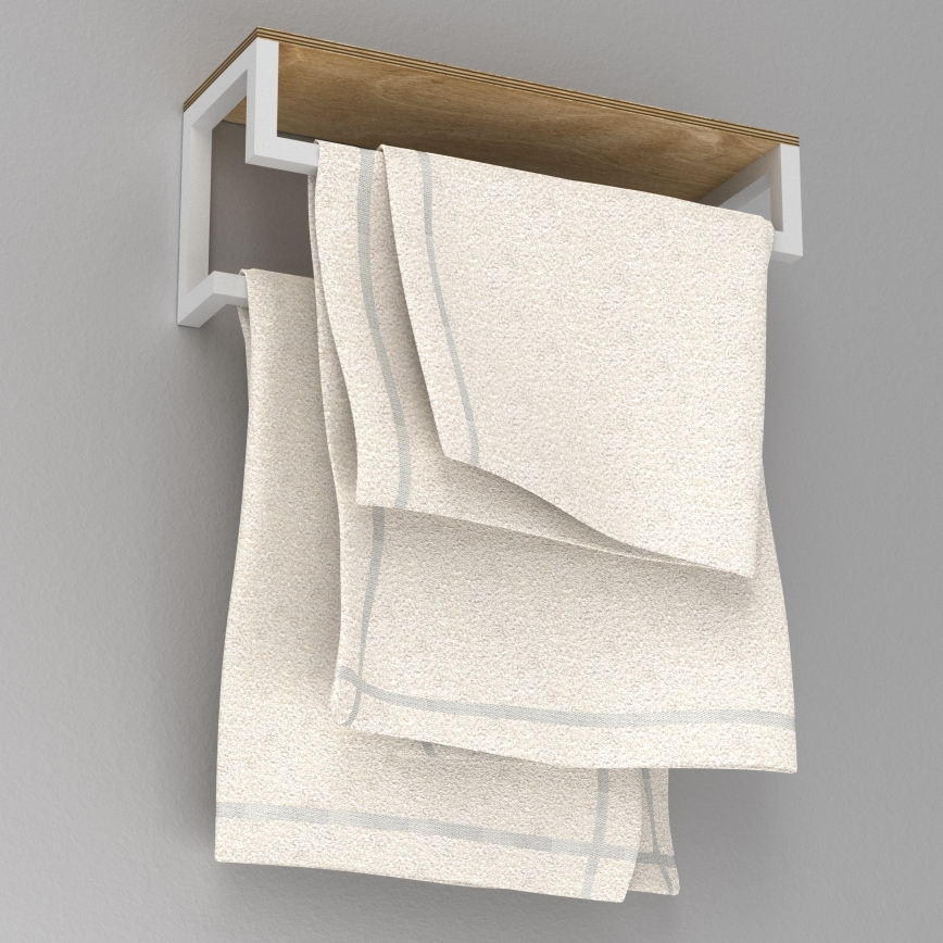 Wandhanddoekhouder met plank 14x40 cm wit