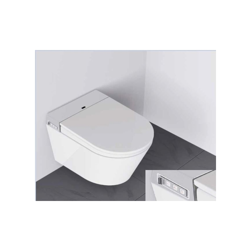 Hangend toilet met bidet TISVILDELEJE 1600W/230V wit + afstandsbediening