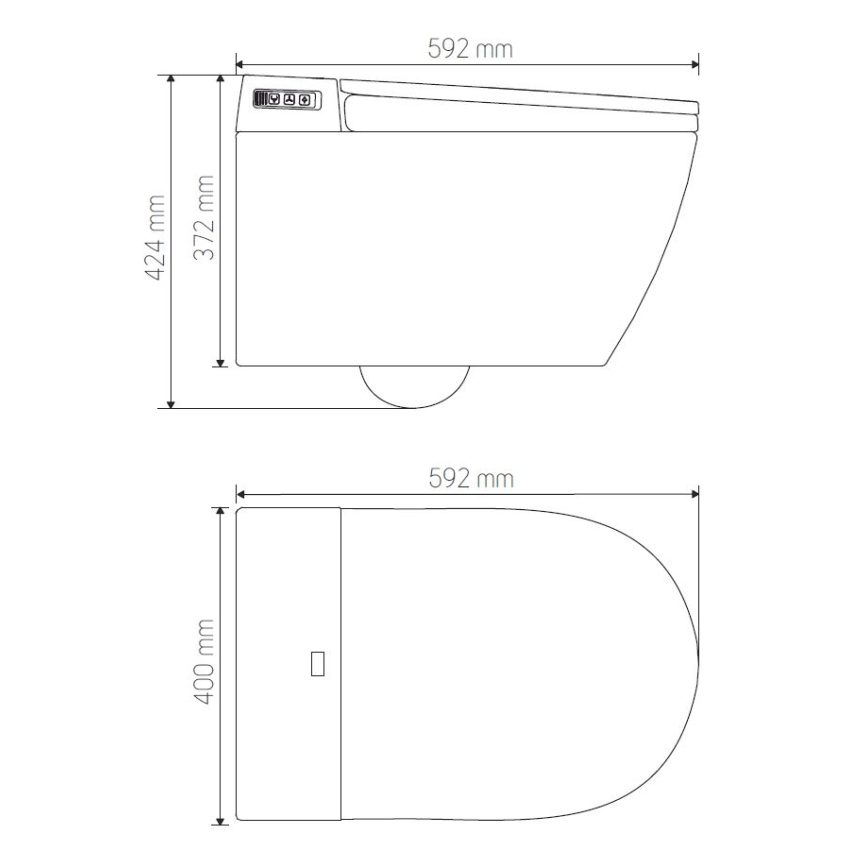 Hangend toilet met bidet TISVILDELEJE 1600W/230V wit + afstandsbediening