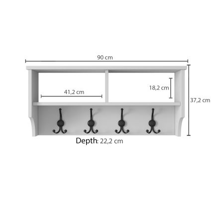 Wandhanger 37,2x90 cm wit/zwart