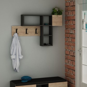 Wandkapstok met plank GAME 61x99,5 cm beige/antraciet