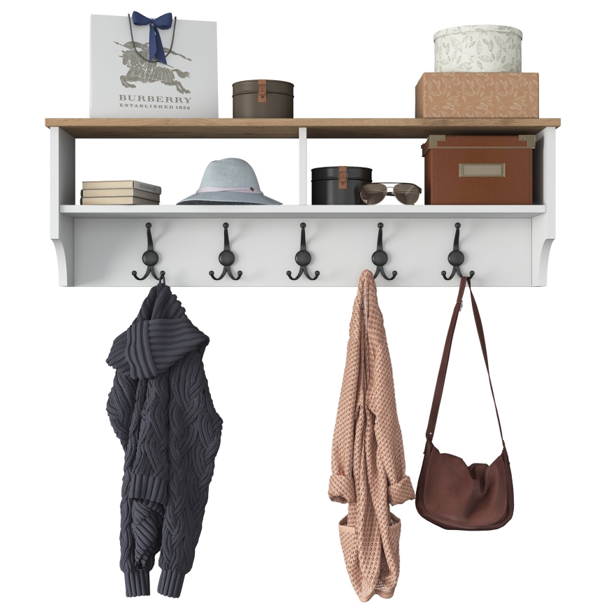 Wandkapstok RANI 120x37x22 cm wit/beige