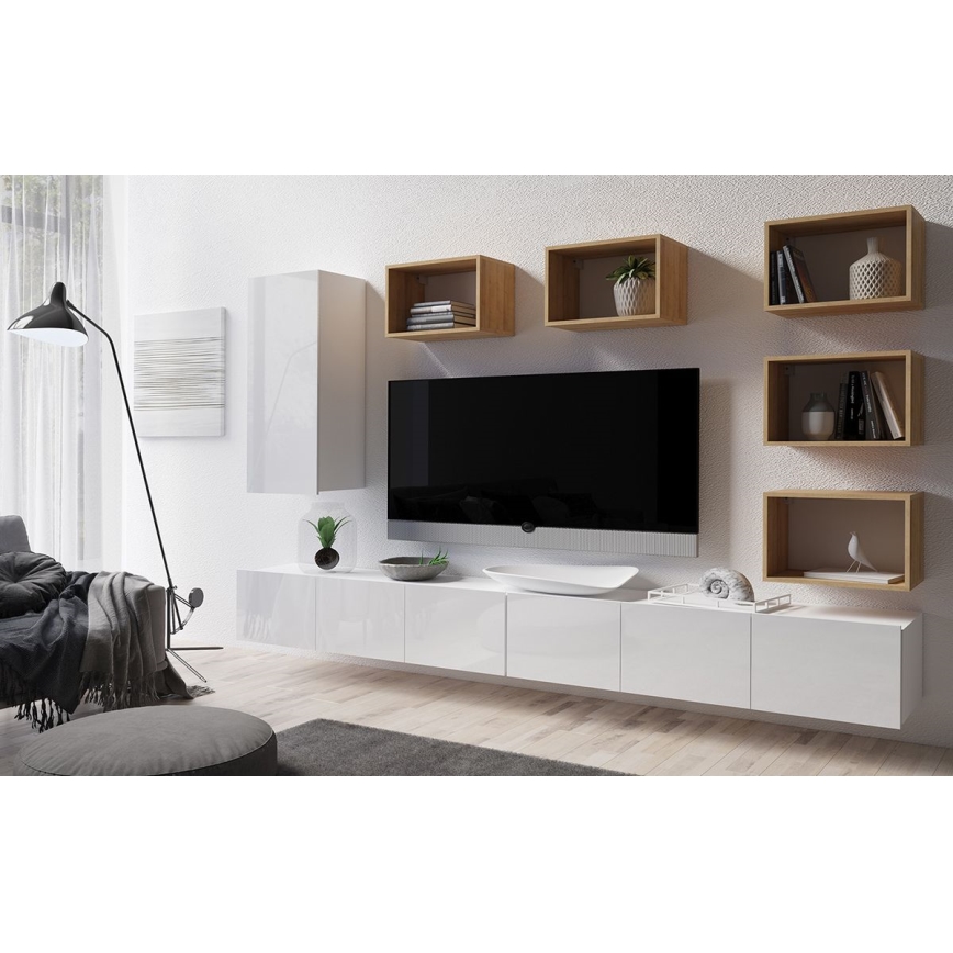 wandkast PAVO 117x45 cm glanzend wit