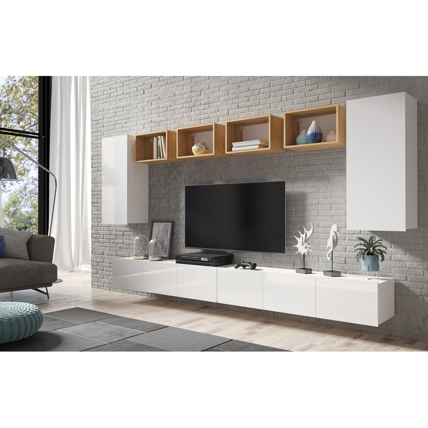 wandkast PAVO 117x45 cm glanzend wit