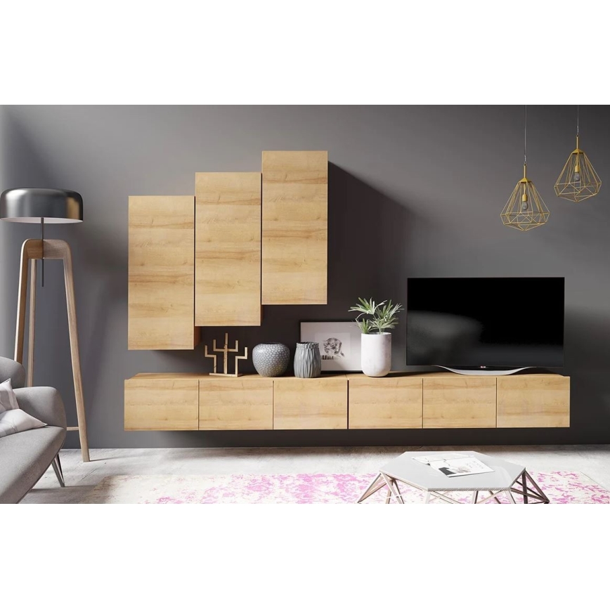 Wandkast PAVO 117x45 cm gouden eik