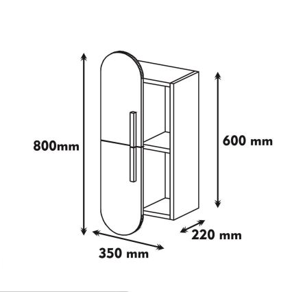 Wandkast ROSE 80x35 cm wit/bruin