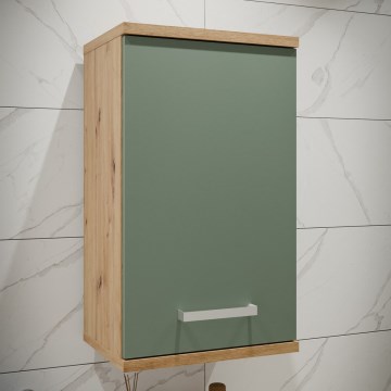Wandkast voor badkamer VENOM, groen/artisan eik