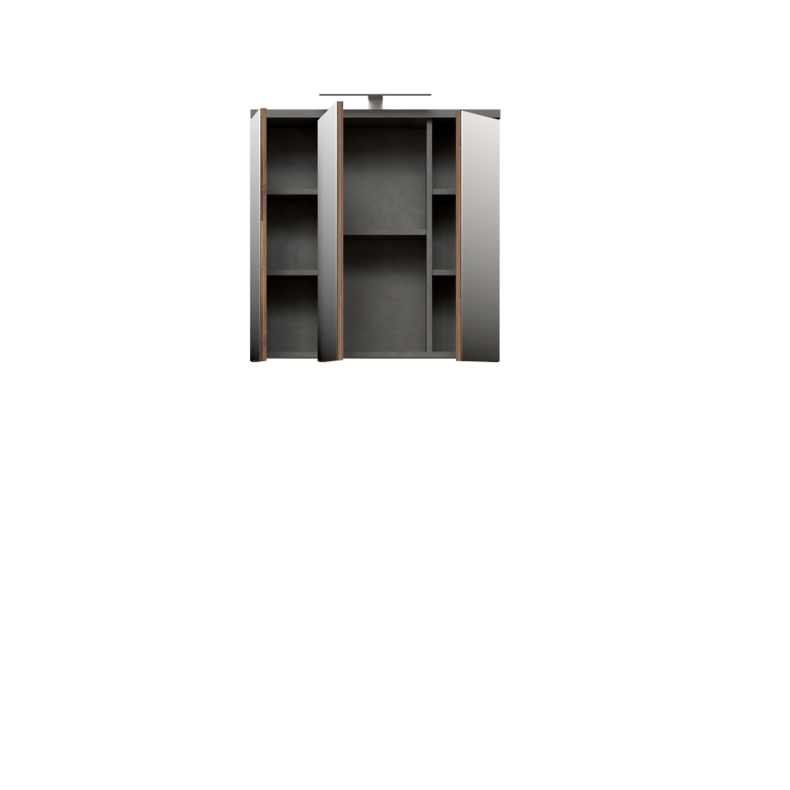 Wandkast voor de badkamer met spiegel VENOM, antraciet/bruin