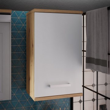 Wandkast voor de badkamer VENOM – wit/artisan eiken