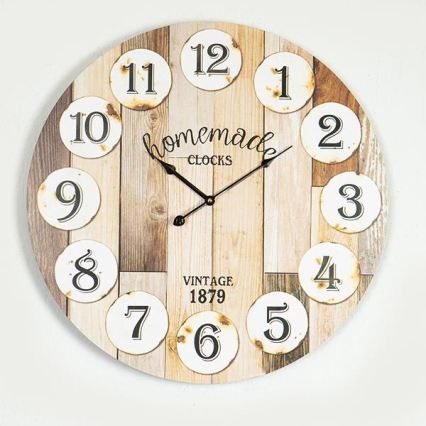 Wandklok 1x AA wit/beige