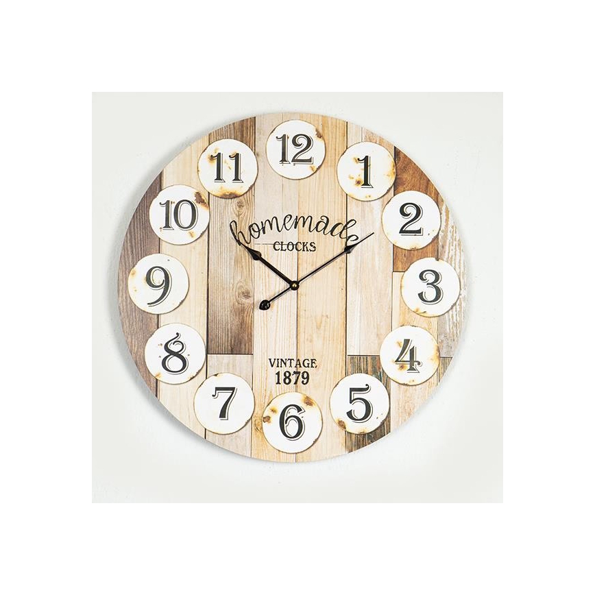 Wandklok 1x AA wit/beige
