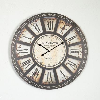 Wandklok 1x AA Ø 58,2 cm zwart/beige
