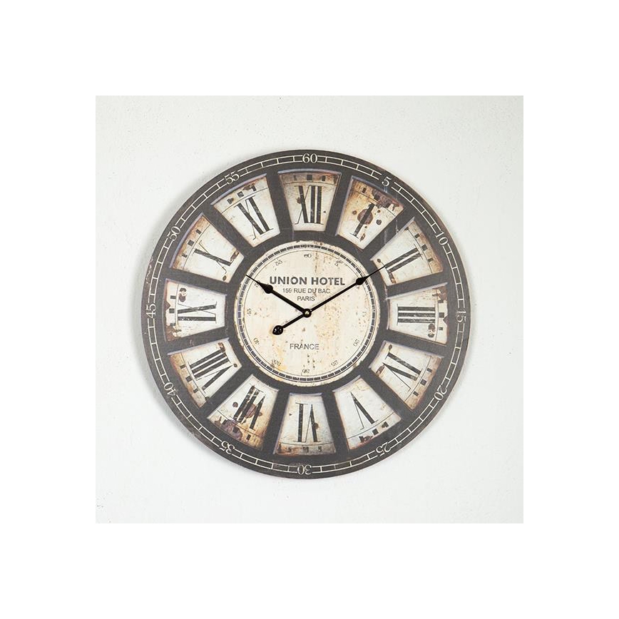 Wandklok 1x AA Ø 58,2 cm zwart/beige