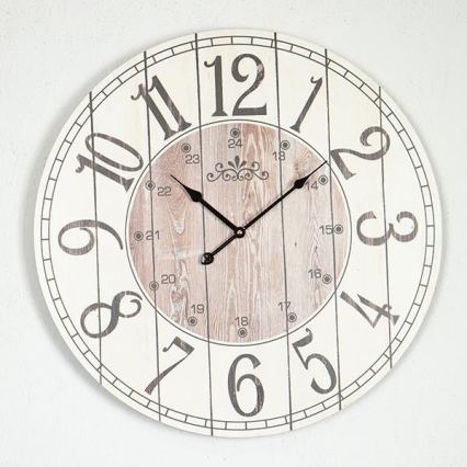 Wandklok 1xAA wit/beige