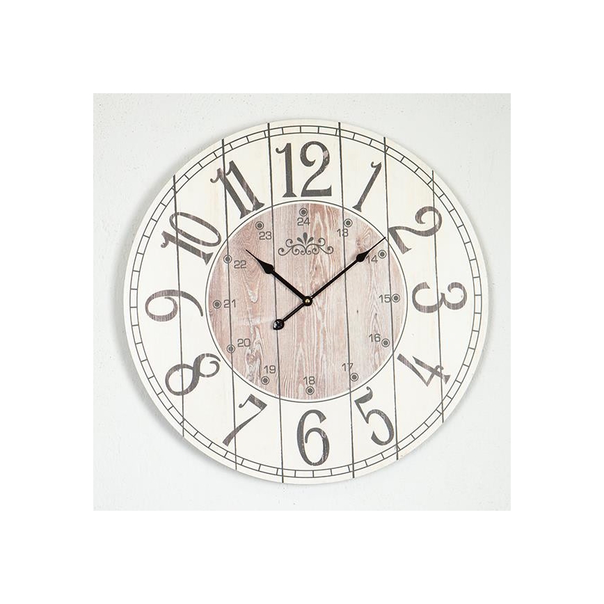 Wandklok 1xAA wit/beige