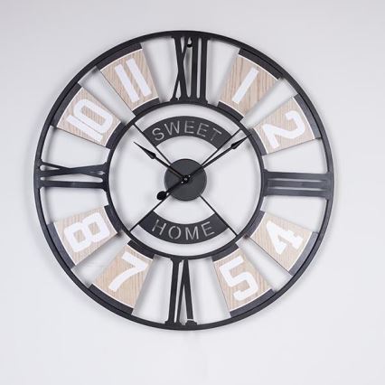 Wandklok 1xAA zwart/beige