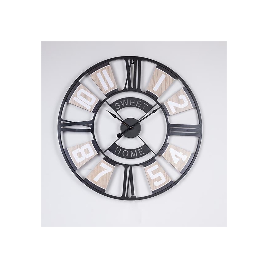 Wandklok 1xAA zwart/beige