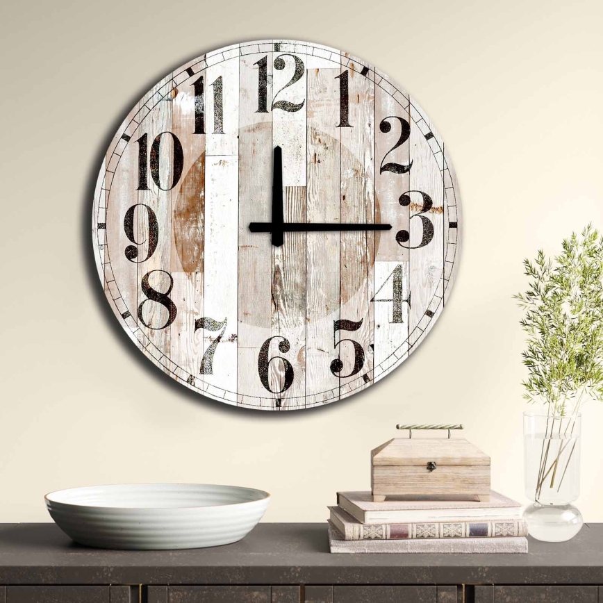 Wandklok 50 cm 1xAA bruin