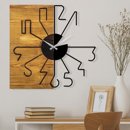 Wandklok 58 cm 1xAA hout/metaal