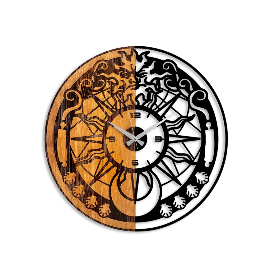 Wandklok d. 56 cm 1xAA hout/metaal 