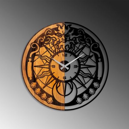 Wandklok d. 56 cm 1xAA hout/metaal 