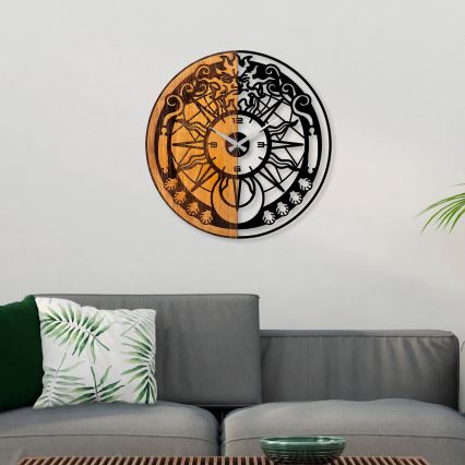 Wandklok d. 56 cm 1xAA hout/metaal 