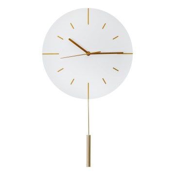 Wandklok met slinger diameter 30 cm 1xAA wit/goud