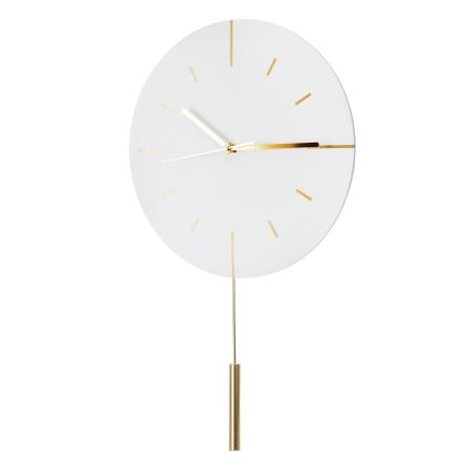 Wandklok met slinger diameter 30 cm 1xAA wit/goud