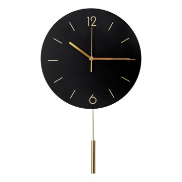Wandklok met slinger diameter 30 cm 1xAA zwart/goud