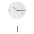 Wandklok met slinger, Ø 30 cm, 1xAA, wit/goud