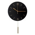 Wandklok met slinger, Ø 30 cm, 1xAA, zwart/goud
