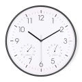 Wandklok met thermometer en hygrometer, Ø 30,5 cm, 1xAA, zwart