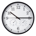 Wandklok met thermometer en hygrometer, Ø 30 cm, 1xAA, zwart/wit